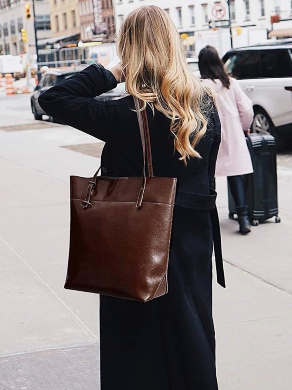 S-Zone Women’s Vintage Genuine leather Classic Brown Leather Tote Bag.